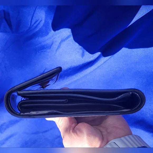 Prada Vintage Slate Gray Patent Leather Envelope Wallet - Picture 6 of 14